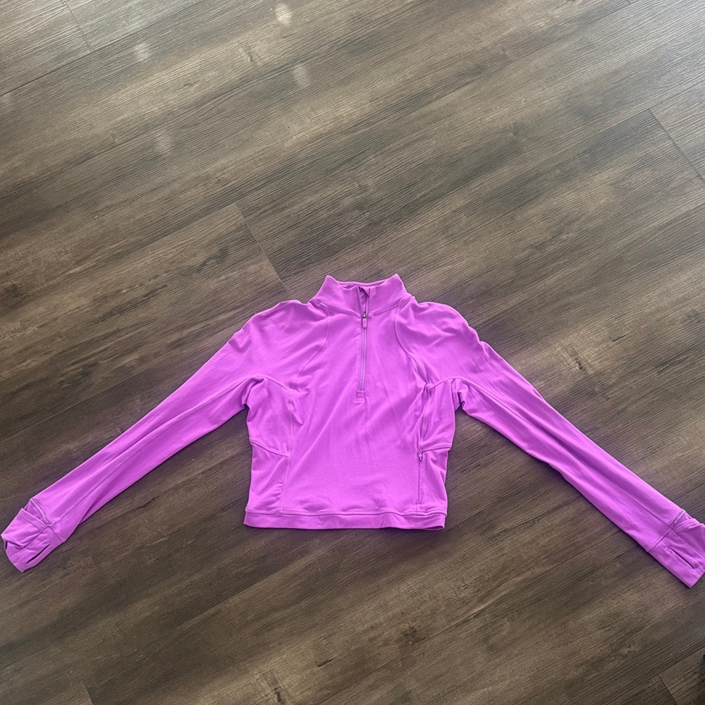 lululemon athletica Vibrant Purple Cropped Long Sleeve Top